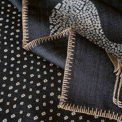 Tussar Silk Embroidered Saree in Ink Black & Ivory