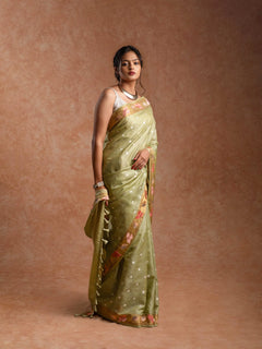 Tussar Silk Woven Saree in Champagne Sage