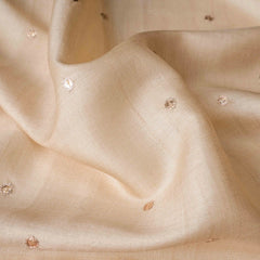 Tussar Silk Embroidered Cut-work Saree in Porcelain Ivory