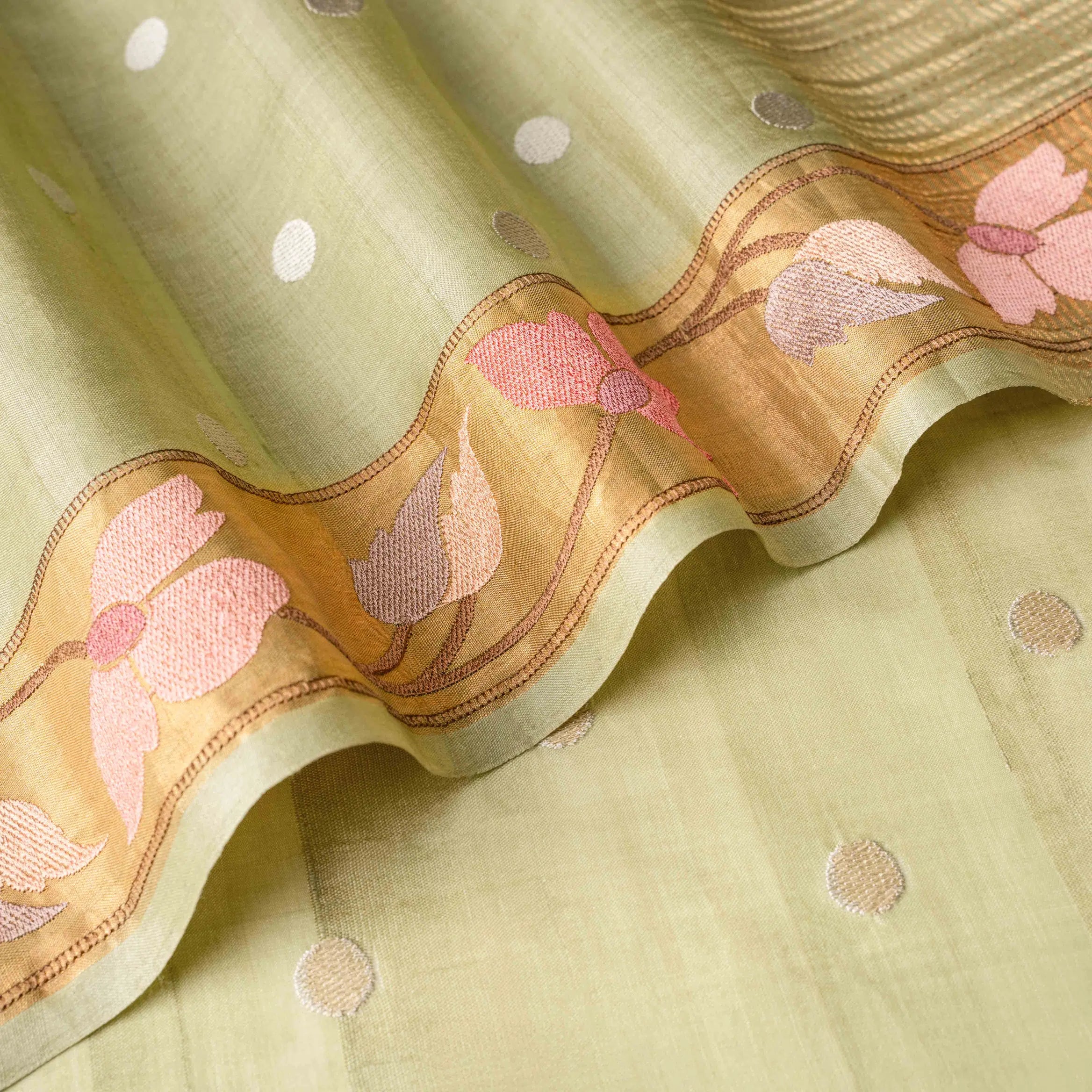 Tussar Silk Woven Saree in Champagne Sage