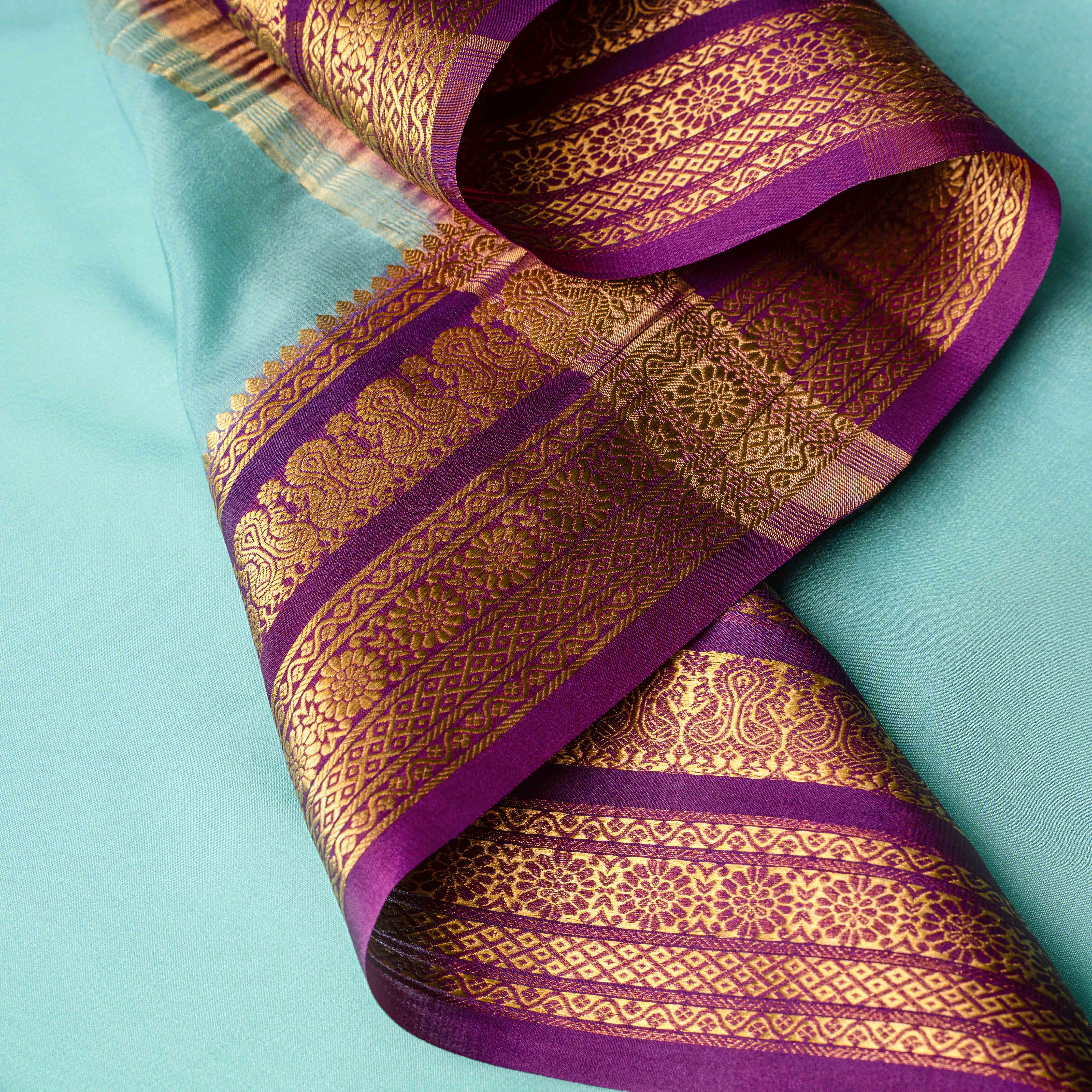 Mysore Crepe Silk Plain Saree in Imperial Aqua