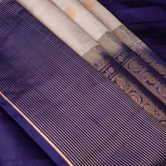 Kanjeevaram Handloom Soft Silk Saree in Champagne & Deep Violet