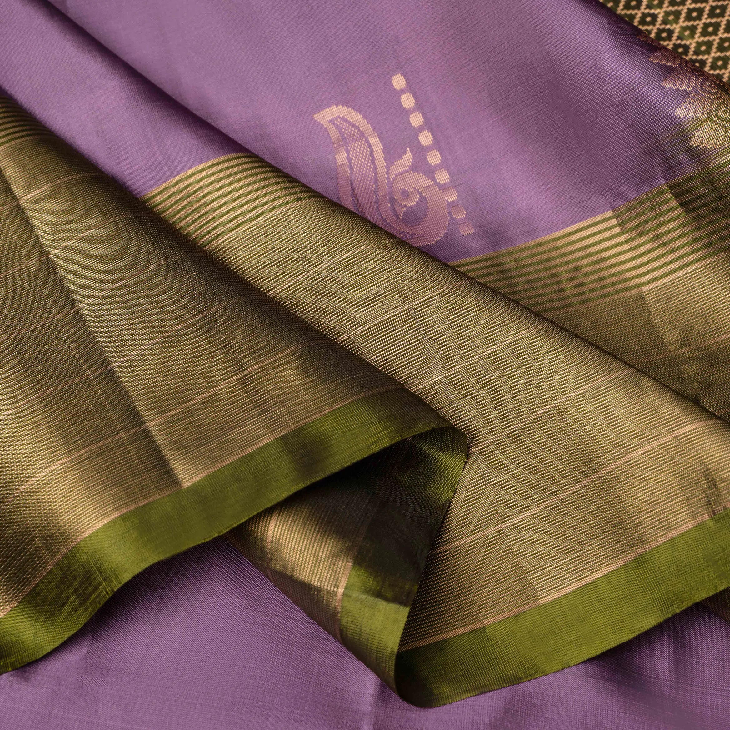 Kanjeevaram Handloom Soft Silk Saree in Mauve & Moss